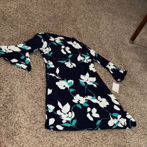 Harper Rose  Navy Floral Bell Sleeve Dress